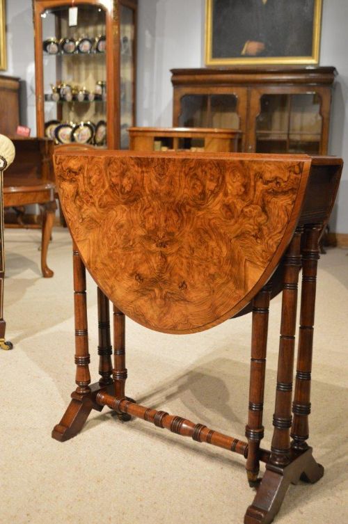 fig 1. A Burr Walnut Victorian Period Small Sutherland Table