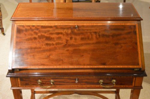 fig 1. A Mahogany & Satinwood Edwardian Period Bureau By Maple & Co