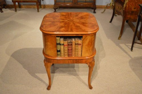 fig 1. A Beautiful Figured Walnut 1920s Period Antique Revolving Bookcase