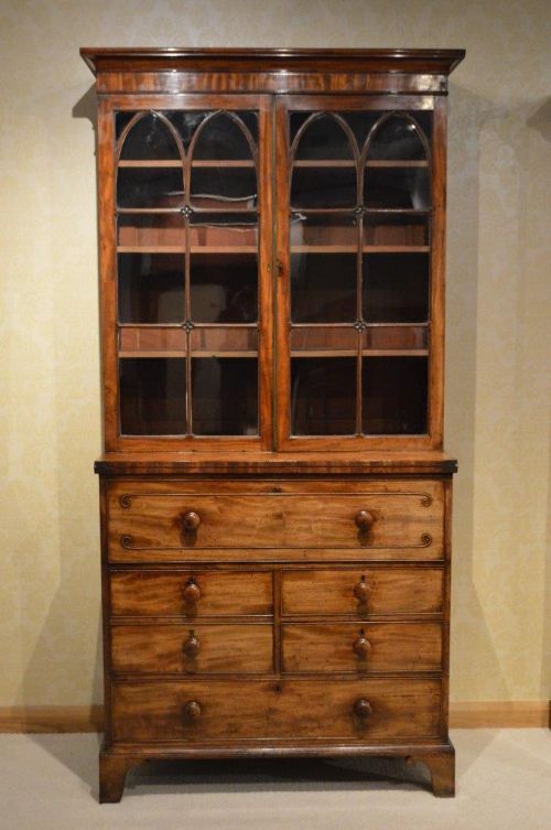 fig 1. A Good Mahogany Regency Period Antique Secretaire Bookcase