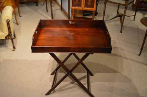 A Mahogany Regency Period Antique Butlers Tray on Stand