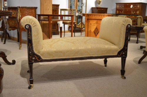 A Beautiful Rosewood Inlaid Late Victorian Period Window Seat/stool