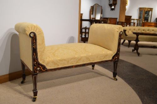 fig 1. A Beautiful Rosewood Inlaid Late Victorian Period Window Seat/Stool