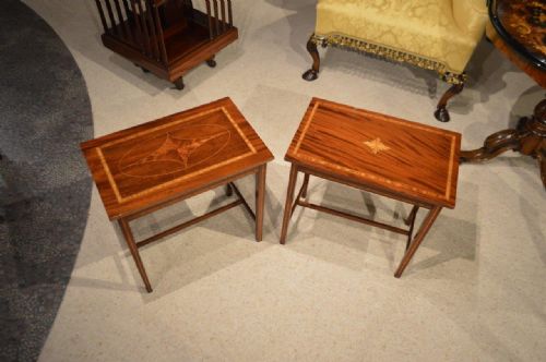 Two Small Edwardian Period Mahogany Inlaid Side Tables