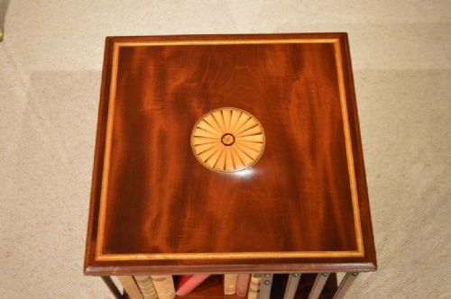 fig 1. A Mahogany Inlaid Edwardian Period Antique Revolving Bookcase