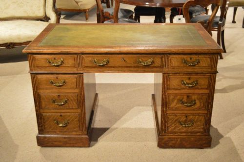 A Solid Oak Edwardian Period Antique Pedestal Desk