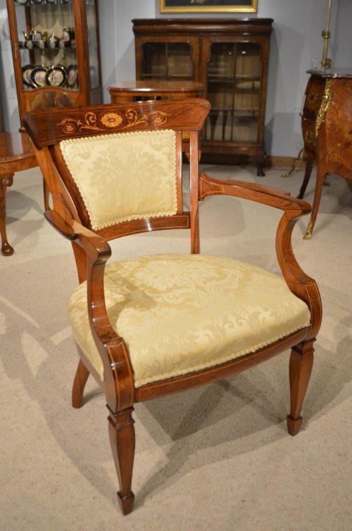 A Rosewood Inlaid Late Victorian Period Antique Desk/armchair.