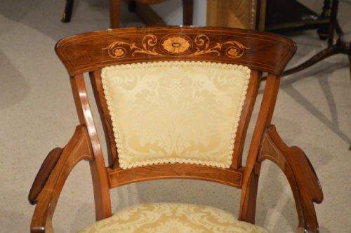 fig 1. A rosewood inlaid Late Victorian Period antique desk/armchair.