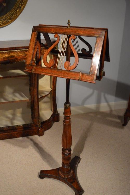 A Rare Brass Inlaid Regency Period Duet Adjustable Music Stand.