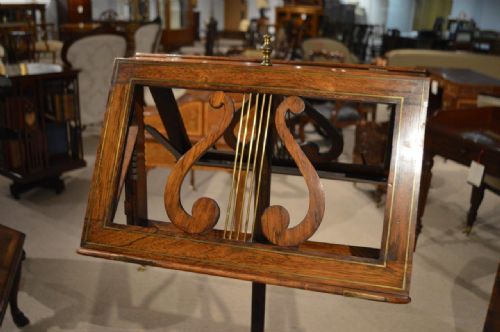 fig 1. A rare brass inlaid Regency Period duet adjustable music stand.