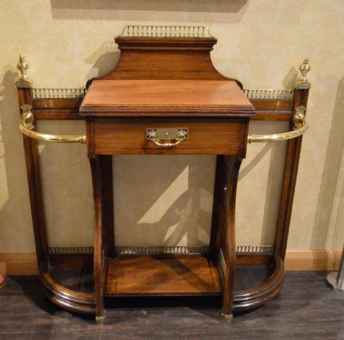 fig 1. An Oak & Brass Late Victorian Period Stick Stand By James Shoolbred
