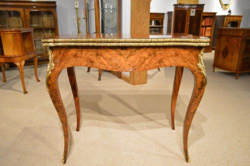 fig 1. A Burr Walnut & Ormolu Victorian Period Fold Over Card Table