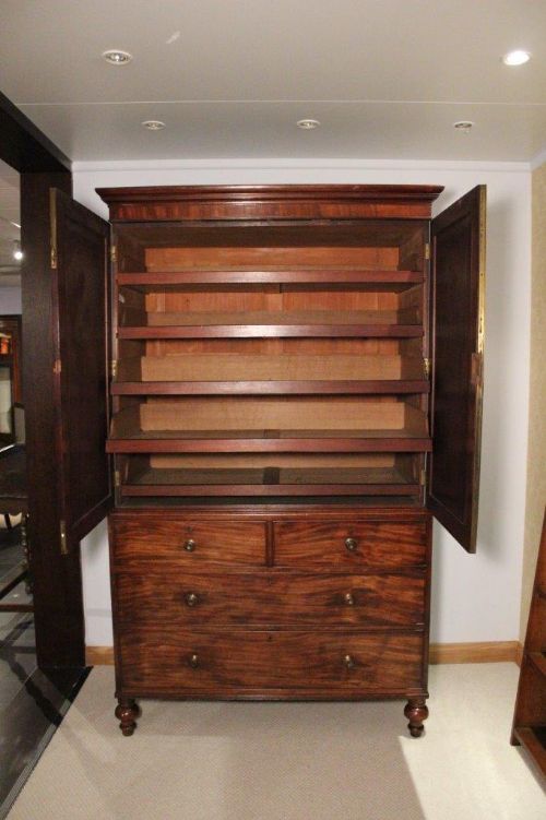 fig 1. A Mahogany Regency Period Antique Linen Press