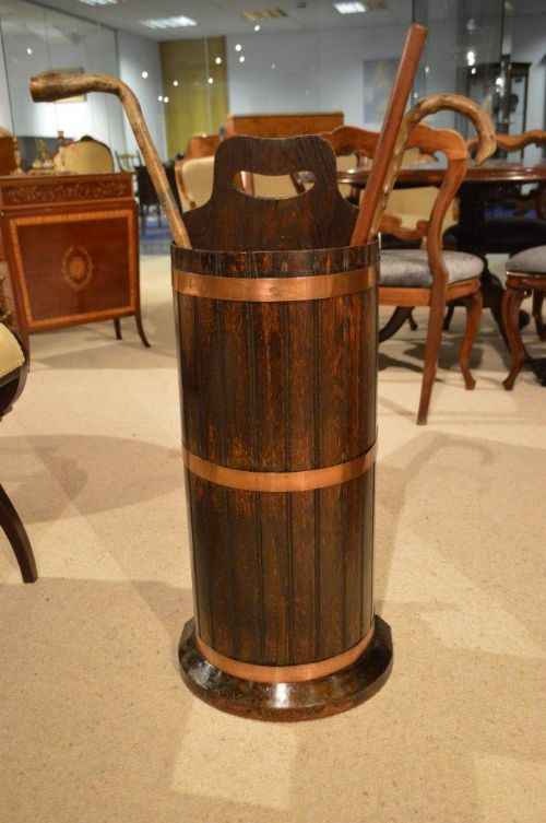 An Oak Coopered Edwardian Period Stick Stand