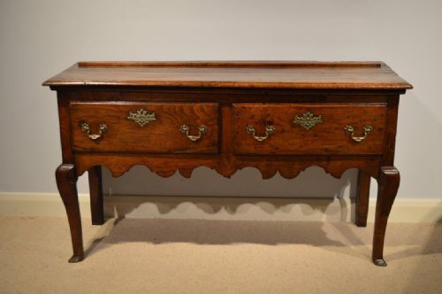 fig 1. A Small Oak Georgian Period Two Drawer Dresser Base