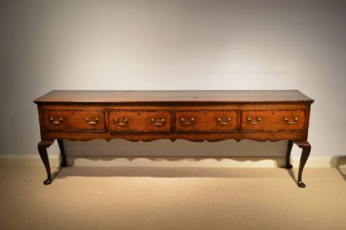 A Rare Oak George III Period Four Drawer Dresser Base