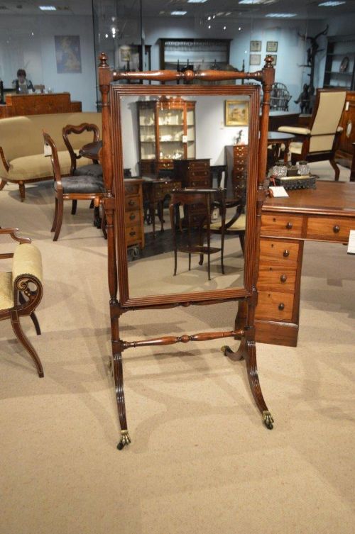 A Mahogany Regency Period Antique Cheval Mirror