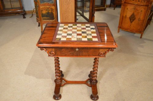 A Rosewood Specimen Marble Early Victorian Period Chess Table