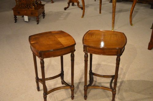 fig 1. A Good Pair Of Mahogany Edwardian Period Lamp/Wine/Occasional Tables