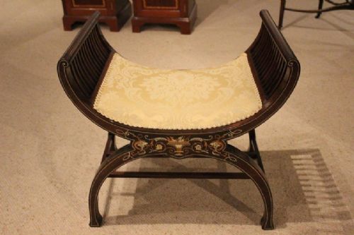 fig 1. A Beautiful Mahogany Victorian Period X Framed Stool