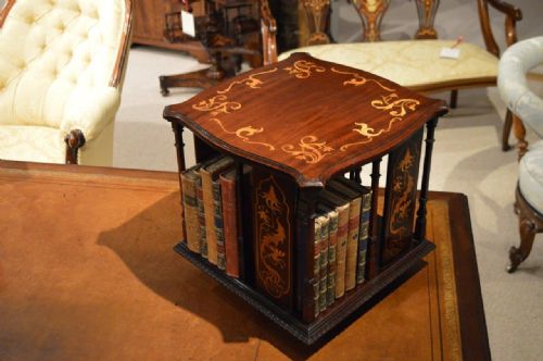fig 1. A Small Mahogany Edwardian Period Revolving Book Table Bookcase By Shapland & Petter