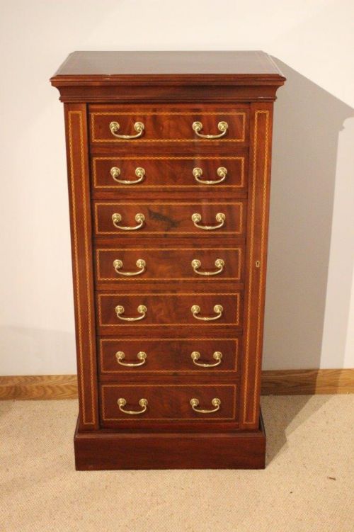 A Superb Quality Mahogany Inlaid Edwardian Period Wellington Chest