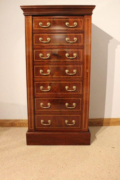 fig 1. A superb Quality Mahogany Inlaid Edwardian Period Wellington Chest
