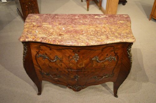 fig 1. A Kingwood & Marquetry French Marble Top Commode/Chest