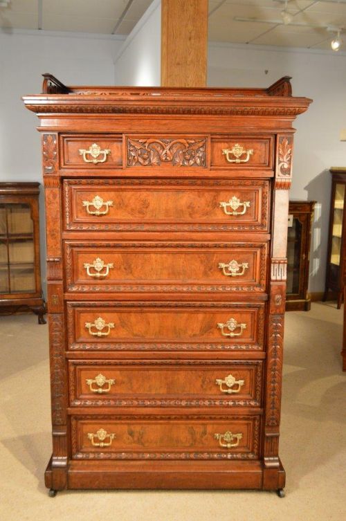 An Impressive Burr Walnut & Walnut 19th Century Wellington Chest
