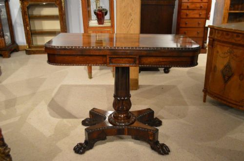 fig 1. A Rosewood William IV Period Antique Fold Over Tea Table