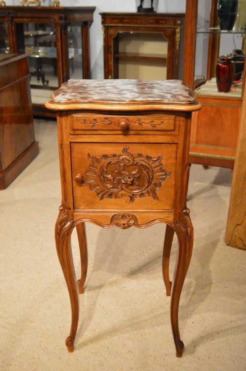 A French Walnut Antique Bedside Cabinet