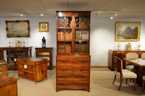 A Good Mahogany George III Period Antique Secretaire Bookcase
