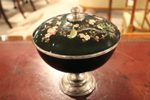 An Unusual Japanese Cloisonné Bowl & Cover