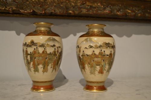 A Pair of Meiji Period Japanese Satsuma Vases