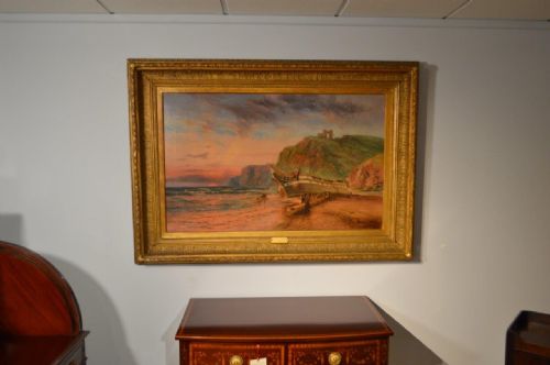 A Large Victorian Period Oil on Canvas by W.f. Preston