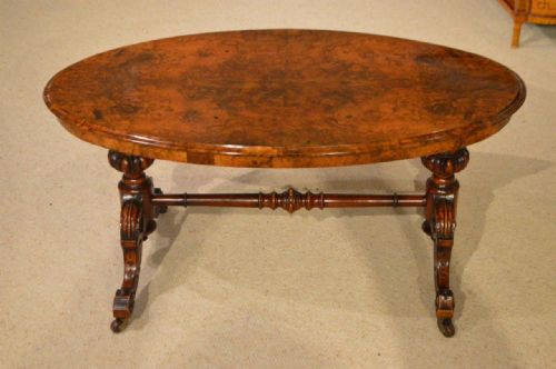 A Beautiful Burr Walnut Victorian Period Oval Coffee Table (Adapted)