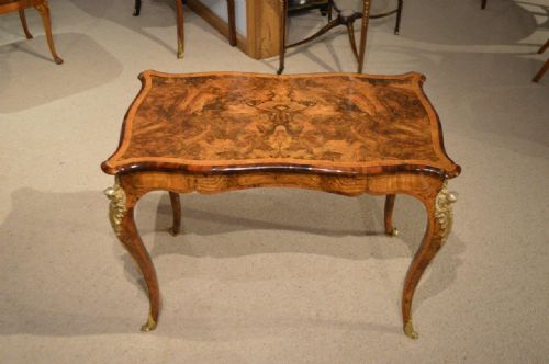 A Burr Walnut, Amboyna & Ormolu 19th Century French Style Library Table
