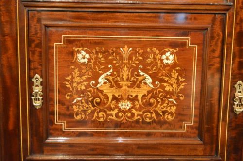 fig 1. Exceptional Quality Mahogany Inlaid Victorian Period Wardrobe By S.H Jewell