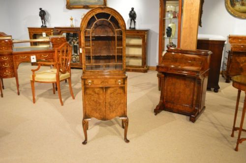 fig 1. A Beautiful Small Burr Walnut Georgian Revival Antique Cabinet