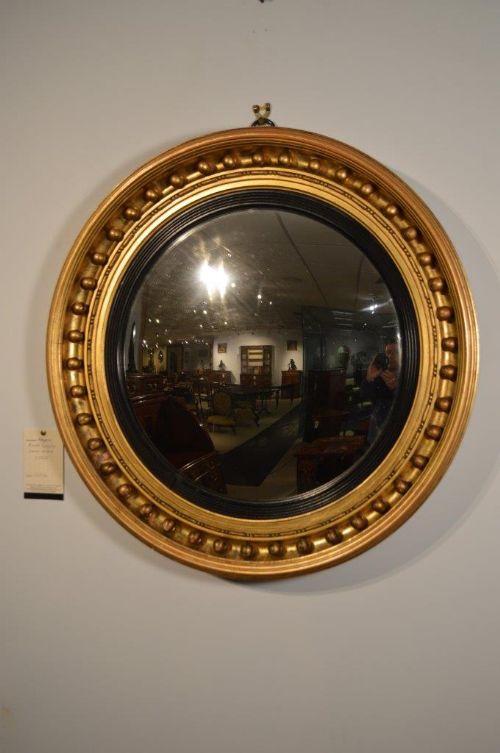 A Circular Regency Period Convex Wall Mirror