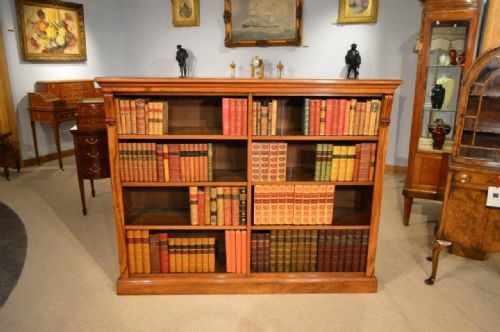 A Fine Quality Walnut Victorian Period Antique Open Bookcase
