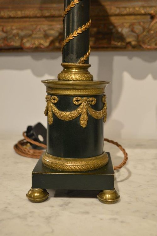 fig 1. A Pair Of Bronze & Ormolu French Empire Style Antique Lamps