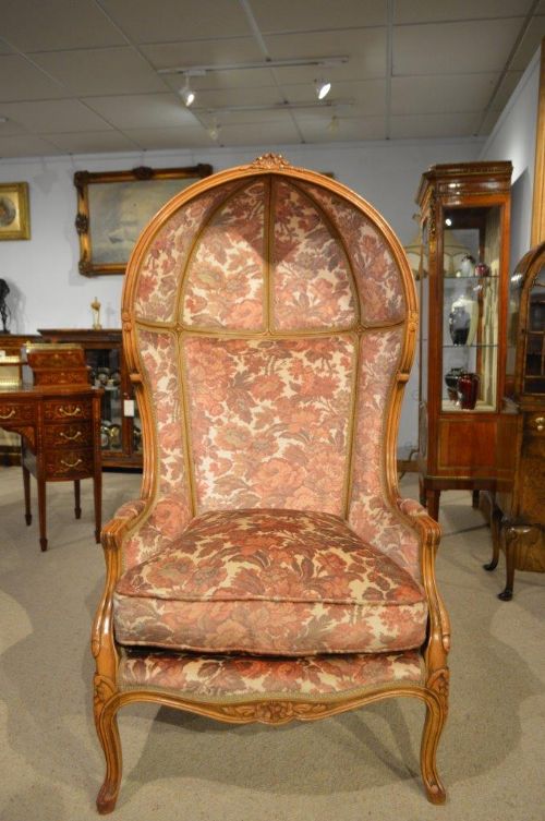 A Walnut French Antique Hooded Porters Chair