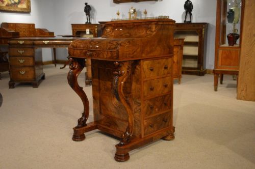 A Stunning Quality Burr Walnut Victorian Period Pop Up Davenport