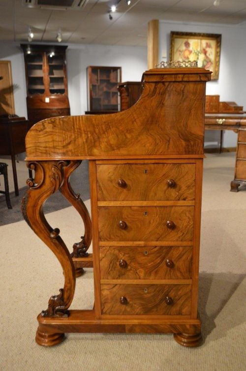 fig 1. A Stunning Quality Burr Walnut Victorian Period Pop Up Davenport