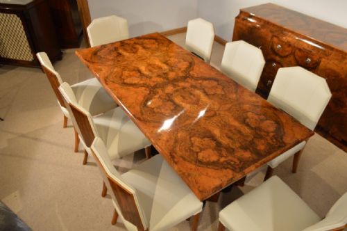 fig 1. A Stunning Burr Walnut Art Deco Period Dining Suite