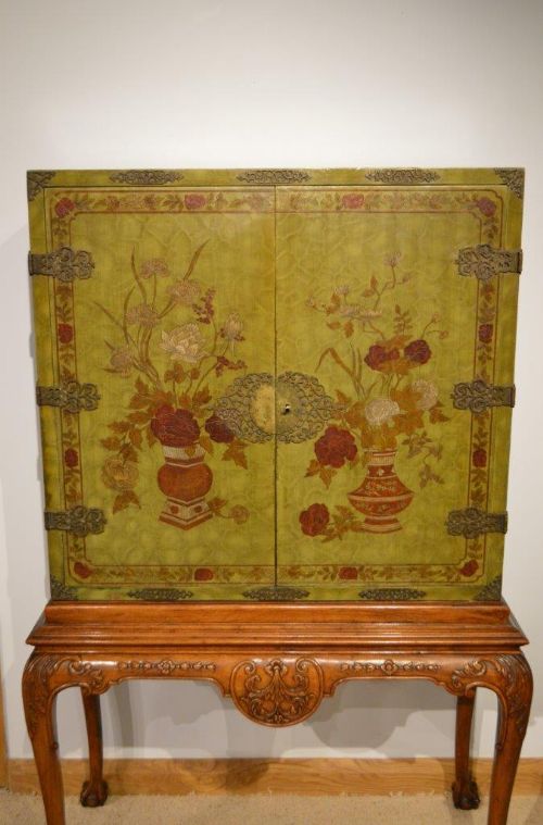fig 1. A George II Style Lacquered Chinoiserie Cocktail Cabinet On Stand