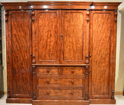 A Stunning Quality Victorian Period Mahogany Breakfront Wardrobe