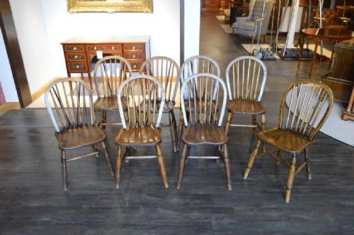 A Good Set of 8 Windsor Hooped Back Kitchen Chairs