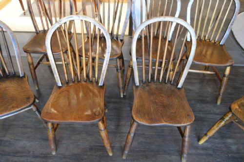 fig 1. A Good Set Of 8 Windsor Hooped Back Kitchen Chairs